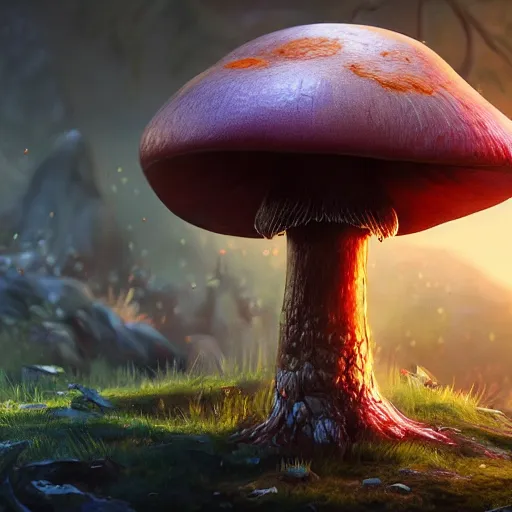 Image similar to a DND mushroom based monster, made by Stanley Artgerm Lau, WLOP, Rossdraws, ArtStation, CGSociety, concept art, cgsociety, octane render, trending on artstation, artstationHD, artstationHQ, unreal engine, 4k, 8k,