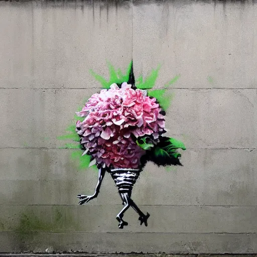 Image similar to banksy as last flower on earth, hyperrealistic, no duplicate content, left align