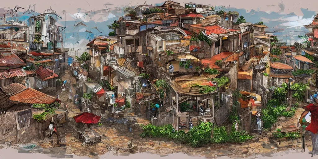 Prompt: visiting pelorinho in salvador bahia Brazil, concept enviroment art, trending on art station