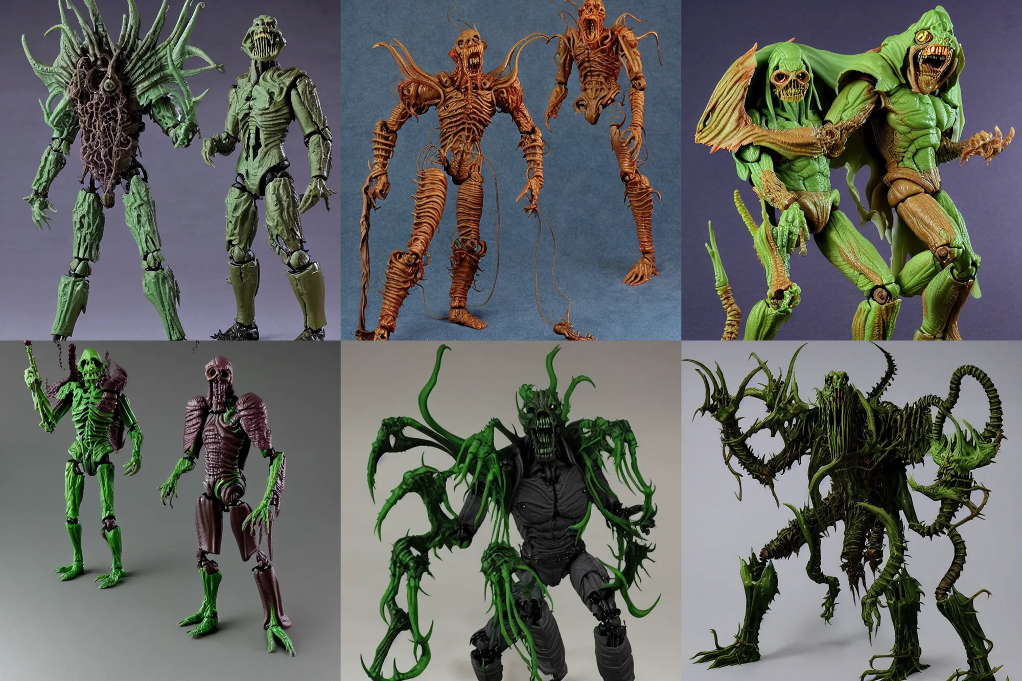 Prompt: eldritch doombringer as 1980's Kenner style action figures, 5 points of articulation, full body, 4k, highly detailed. look at all that detail!