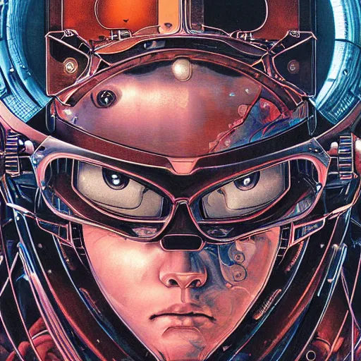 Image similar to portrait closeup of robotic kid, symmetrical, by yoichi hatakenaka, masamune shirow, josan gonzales and dan mumford, ayami kojima, takato yamamoto, barclay shaw, karol bak, yukito kishiro