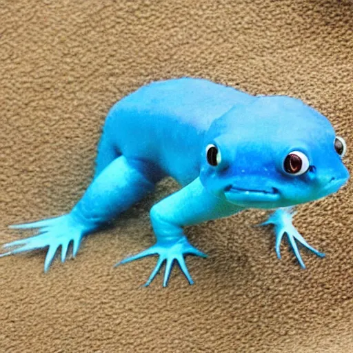 Image similar to a cute blue axolotl, midjourney style