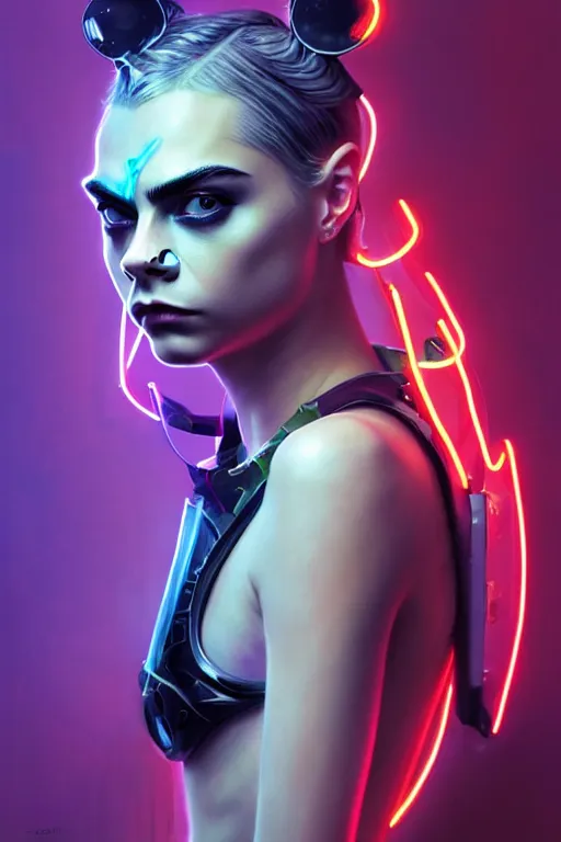 Prompt: a portrait of cara delevingne as frog, cyberpunk, fantasy, neon lights, sharp focus, intricate, elegant, digital painting, artstation, matte, highly detailed, concept art, illustration, ambient lighting, art by ruan jia and artgerm and range murata and wlop and ross tran and william, adolphe bouguereau and beeple