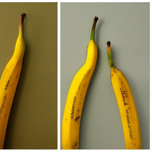 Image similar to side by side comparison of orange and banana