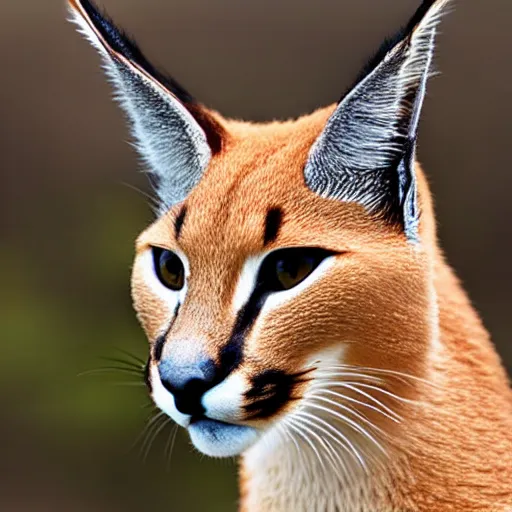 Prompt: high quality closeup shot of a caracal