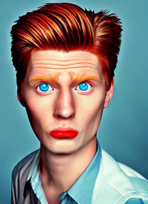 Image similar to 3 0 0 0 ( philip j. fry ) portrait photography feroflex photorealistic studio lighting ektachrome detailed intricate face details