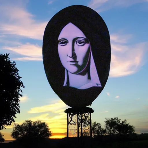 Image similar to sunset clouds in shape of a giant virgin mary face ( 1 0 0 ) like toast