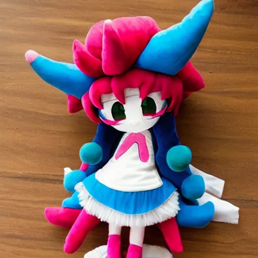 Prompt: cute fumo plush of a girl who ate a psychedelic mushroom, anime girl