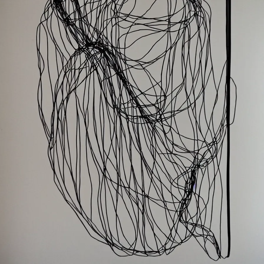 Image similar to beautiful elegant hanging wire art of a symmetrical human figure