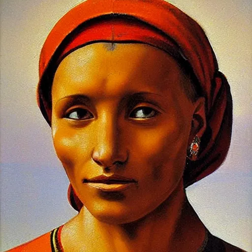 Prompt: oil painting portrait of a berber woman by Michelangelo