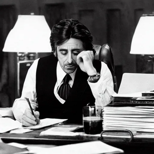 Prompt: al pacino in the godfather seated at his desk