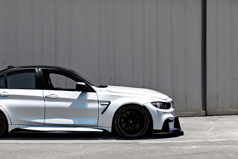 Image similar to Widebody black f80 m3 with hood-exit exhaust