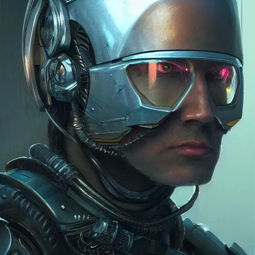 Image similar to a realistic scifi cyberpunk knight, closeup portrait art by donato giancola and greg rutkowski, vintage retro scifi, realistic face, digital art, trending on artstation, symmetry!!!