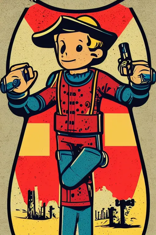 Image similar to fallout 7 6 retro futurist illustration art by butcher billy, sticker, colorful, illustration, highly detailed, simple, smooth and clean vector curves, no jagged lines, vector art, smooth andy warhol style