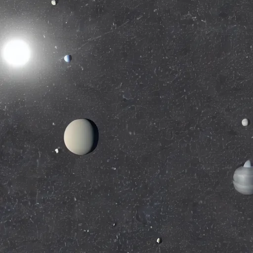 Image similar to grey planet with hundreds of moons