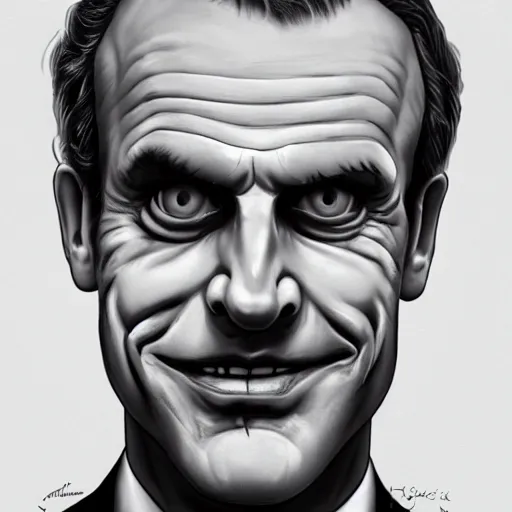 Prompt: [portrait of Macron as the Joker]