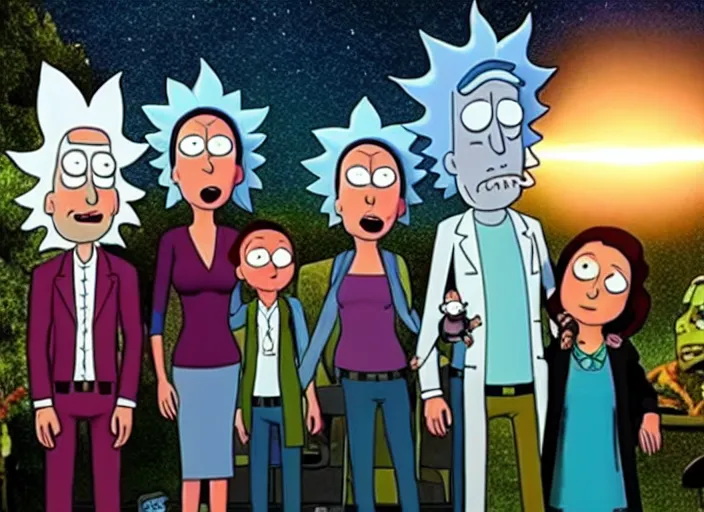 Image similar to film still of rick sanchez family portrait in the new scifi movie 4 k,,,,,,,,,,,,,,,,,,,,,,,,,,,,,,,,,,,,,,,,,,,,,,,, rick and morty