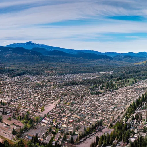 Prompt: a panorama of a town in Oregon