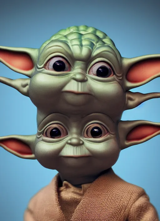 Prompt: closeup of a tin toy baby yoda, depth of field, zeiss lens, detailed, symmetrical, centered, fashion photoshoot, by nicoletta ceccoli, mark ryden, lostfish, earl nore, hyung tae, frank frazetta, breathtaking, 8 k resolution, extremely detailed, beautiful, establishing shot, artistic, hyperrealistic, octane render