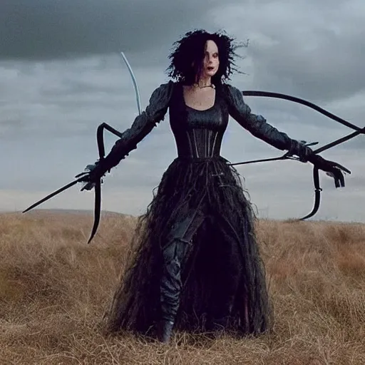 Image similar to still of Jennifer Lawrence as Elaine Scissorhands in remake of movie Edward Scissorhands (2029)