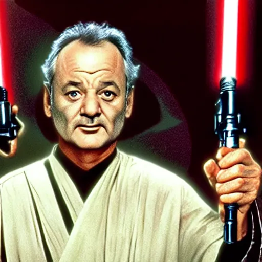 Prompt: bill murray in star wars, movie still, promotional shot