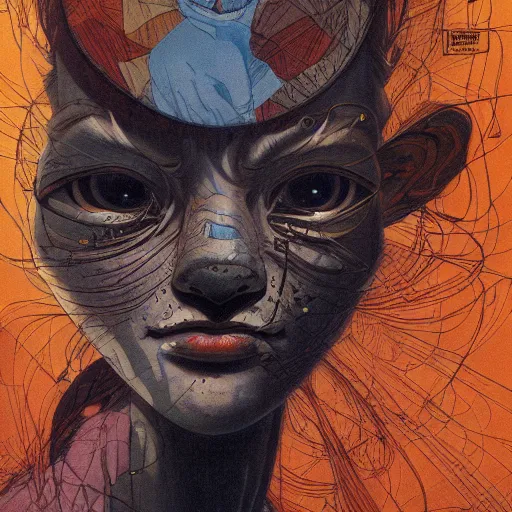 Image similar to citizen portrait soft light painted by james jean and katsuhiro otomo and erik jones, inspired by tribal blacksad, smooth face feature, intricate oil painting, high detail illustration, sharp high detail, manga and anime 1 9 9 9