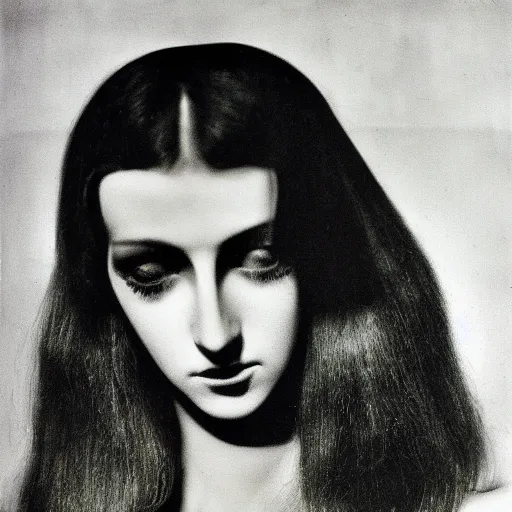 Image similar to A portrait of a beautiful cyberpunk girl, by Man Ray, fine art