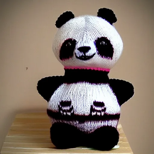 Prompt: knit candypunk panda, high - quality, character design : : 2 beautiful lighting, magicpunk, dollpunk, 1 6 k, oled