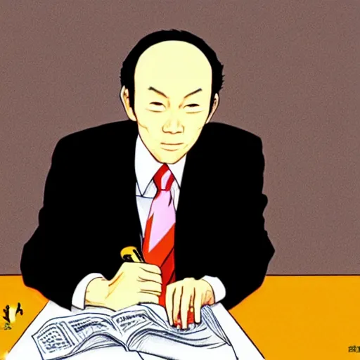 Image similar to lee kuan yew, by satoshi kon