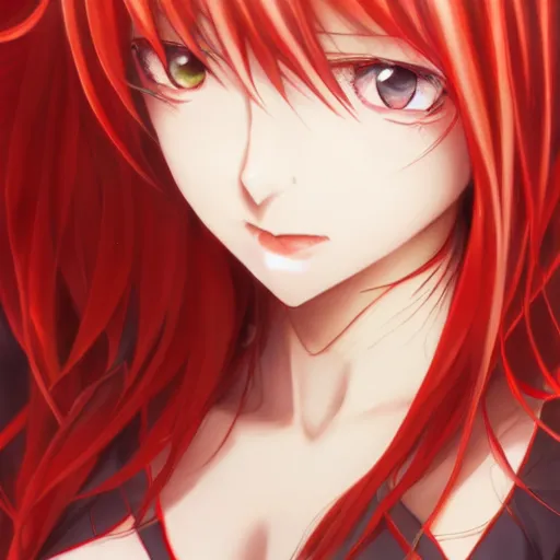 Image similar to anime portrait of Rias Gremory by Stanley Artgerm Lau, WLOP, Rossdraws, James Jean, Andrei Riabovitchev, Marc Simonetti, and Sakimichan, trending on artstation