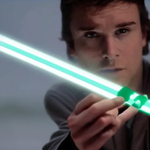 Prompt: an Apple inc. advertisement campaign for a new lightsaber