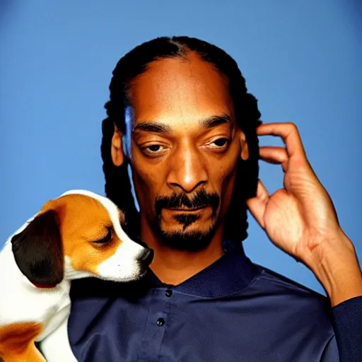 Prompt: Snoop Dogg holding a puppy for a 1990s sitcom tv show, Studio Photograph, portrait, C 12.0