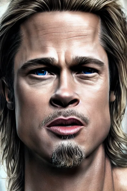 Prompt: ssj brad pitt hyper realistic detailed portrait