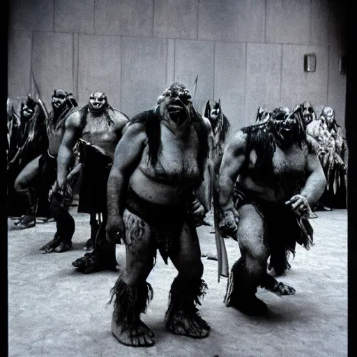 Prompt: orcs from lord of the rings in a disco party cinestill, 8 0 0 t, 3 5 mm, full - hd