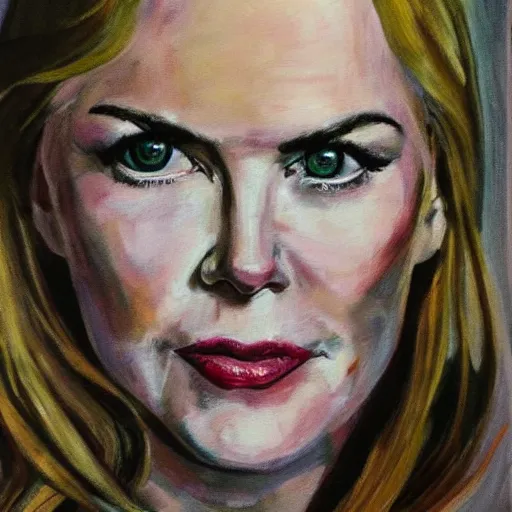 Image similar to of nicole kidman painting in the style of lucien freud