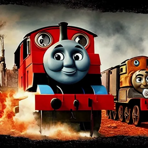 Image similar to still frame of Thomas the Tank Engine in MAD MAX: FURY ROAD (2015)