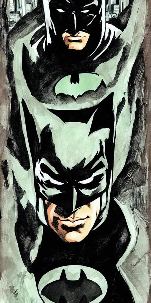 Image similar to portrait of batman, illustration, art by neil gaiman