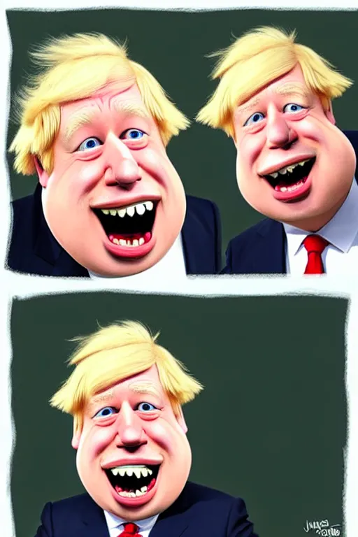 Image similar to boris johnson as the disney version of pinocchio, with a long nose, in the style of kim jung gi