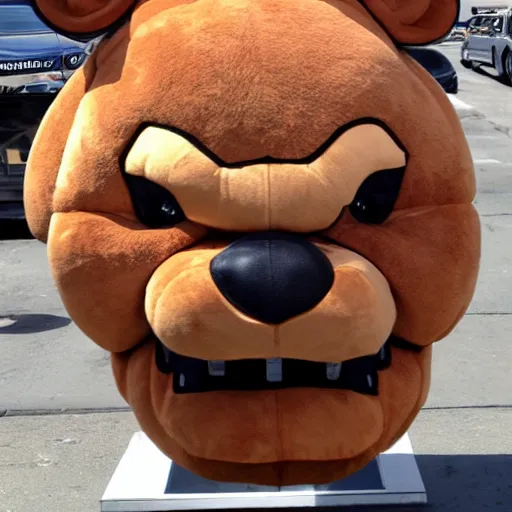 Prompt: giant Freddy Fazbear head in New York hyper realistic photo