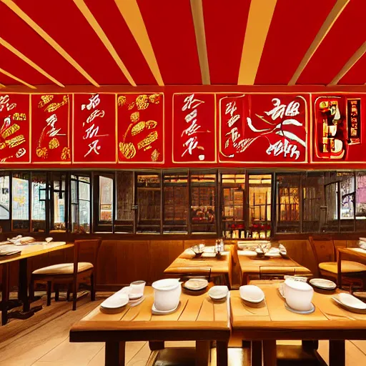 Prompt: a beautiful hyperdetailed interior 4 k hd wallpaper illustration of roasted string hotpot restaurant restaurant yan'an, corner, simple style, wall painting, from china, with merchant logo, simple structure, surrealistic, chinese style, victo ngai