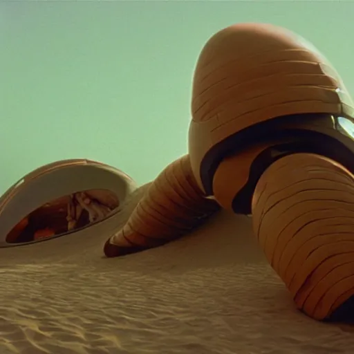 Prompt: Jodorowsky's Dune movie, cinema still, wide angle, cinestill 400t film