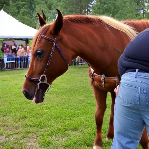 Image similar to Obese Anthro Horse at a County Faire