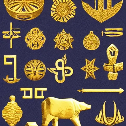 Prompt: symbols made of gold