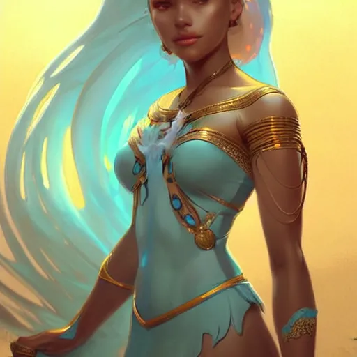 Image similar to Princess Kida Nedakh, fantasy, intricate, elegant, highly detailed, digital painting, artstation, concept art, matte, sharp focus, illustration, art by Artgerm and Greg Rutkowski and Alphonse Mucha