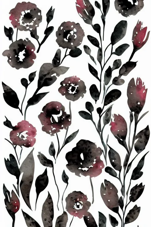 Image similar to minimalist watercolor art of flowers on white background, illustration, vector art