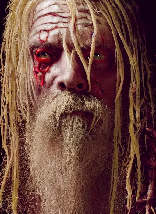 Prompt: portrait of rob zombie with translucent skin, visible muscles and veins and arteries and bones and spines and nerves, beautiful detailed intricate insanely detailed octane render, 8 k artistic photography, photorealistic, chiaroscuro, by david cronenberg, raphael, caravaggio