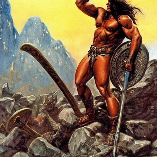 Prompt: conan the barbarian painting by earl norem