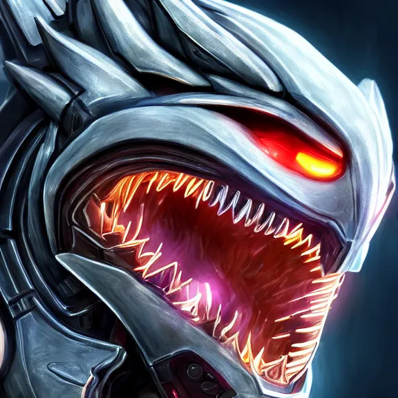 Prompt: close up mawshot of a cute elegant beautiful stunning anthropomorphic female robot dragon, with sleek silver metal armor, glowing OLED visor, facing the camera, the open maw being highly detailed and soft, with a gullet at the end, food pov, micro pov, digital art, pov furry art, anthro art, furry, warframe art, high quality, 3D realistic, dragon mawshot, maw art, macro art, micro art, dragon art, Furaffinity, Deviantart, Eka's Portal, G6