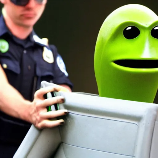 Prompt: fbi arresting a green alien