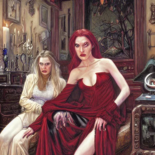 Image similar to vampire roommate, by donato giancola, and berthold woltze.
